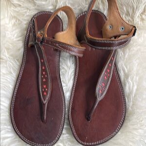 💯 leather Brown Leather Sandals